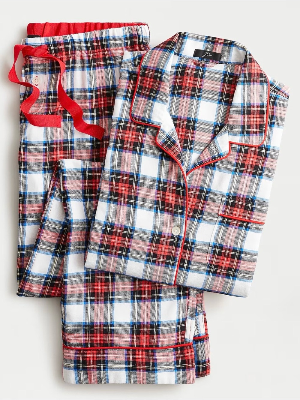 J. Crew Flannel Pajama Set in White Out Plaid